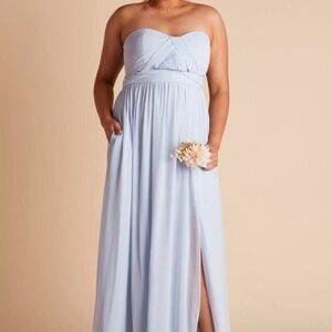 Birdy Grey Grace Chiffon Dress in Ice Blue Sz XXL blue maxi strapless dress